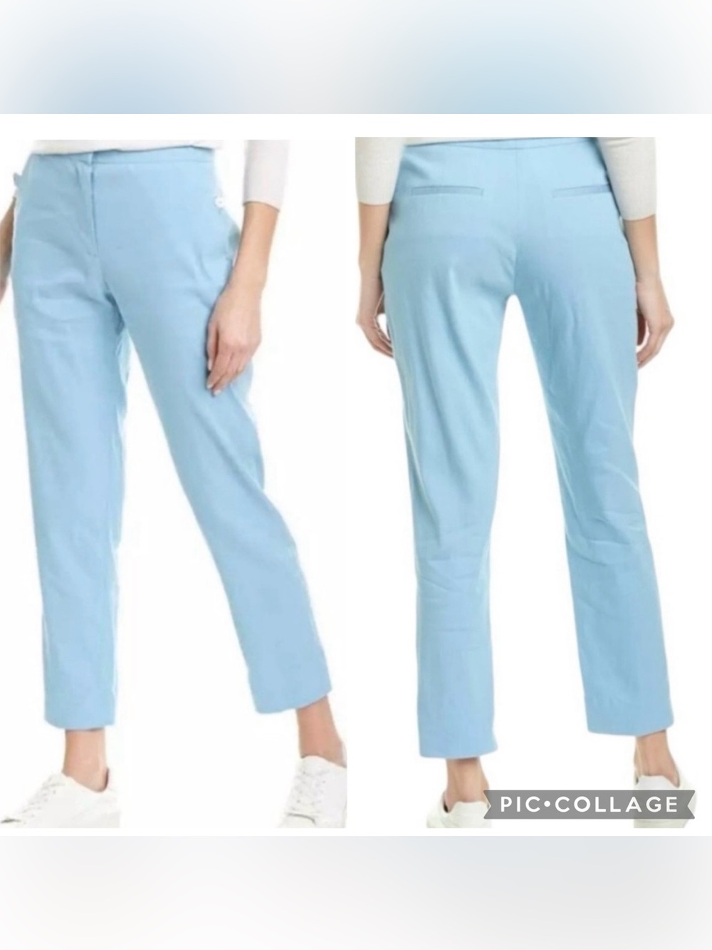 RAG & BONE Women’s Azure Blue Poppy Tab Ankle Pant Linen Blend Portugal Size 6